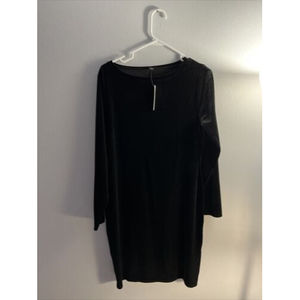 NEW  J Crew Black Velour Dress long-sleeve boat-neck knee length Party Holiday